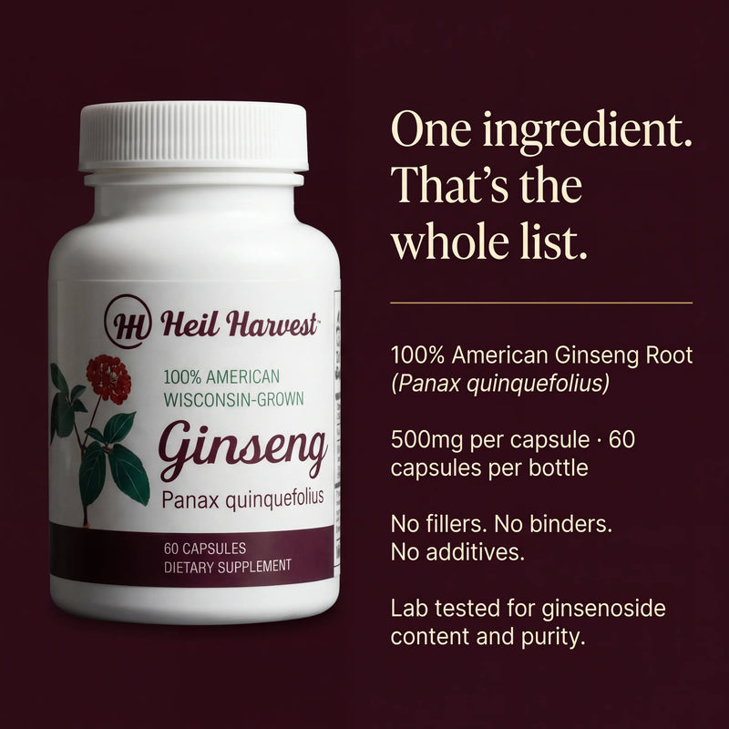 Wisconsin American Ginseng Capsules — 500mg — 60 Count - Image 2