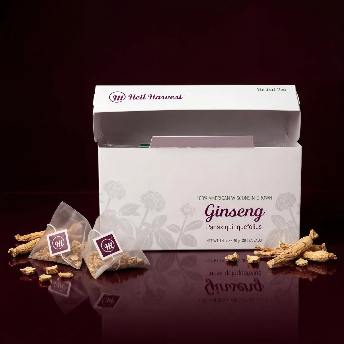Wisconsin American Ginseng Tea Bags — Caffeine-Free Herbal Tea - Image 1