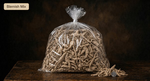 Wisconsin American Ginseng Whole Root — Blemish Mix